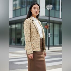 Anthropologie Saturday‎ Sunday knit blazer Xs pockets tan